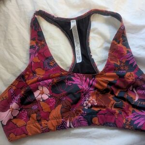 Free People Floral Sports Bra - Pink and Orange